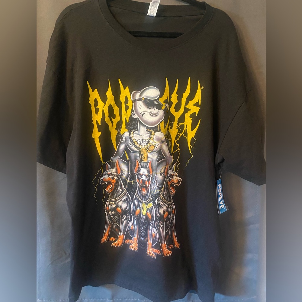 Black Graphic T-Shirt Popeye with Dobermans 2XL
NWT